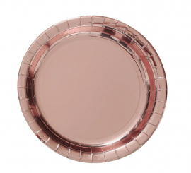 Pack of 6 Gold and Pink Round Plates of 23 cm