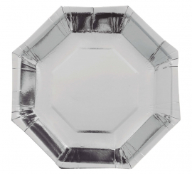 Pack of 6 23 cm Octagonal Silver Plates