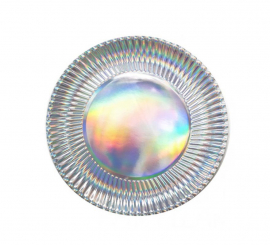 Pack of 6 holographic silver plates of 25x25 cm