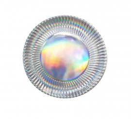 Pack of 6 30x30 cm holographic silver plates