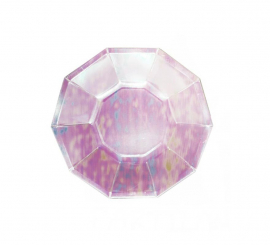 Pack of 6 pink holographic decagon plates of 18x18 cm