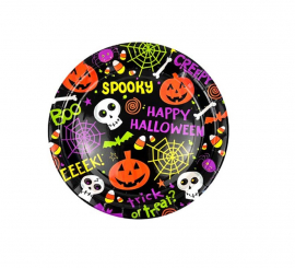 Packung mit 6 gruseligen Halloween-Drucktellern von 18 cm