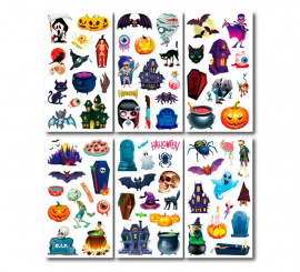 Pack of 6 Haunted House Tattoos in assorted 6.8 cm models