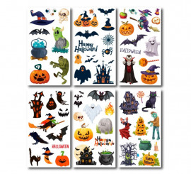 Pack de 6 Tatuajes Halloween en modelos surtidos de 6,8 cm