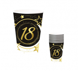 Pack of 6 18 Years Birthday and Anniversary Glasses of 240 ml (90 cm)