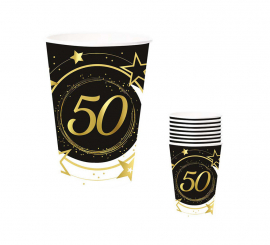 Pack de 6 Vasos 50 Años Cumpleaños y Aniversarios de 240 ml (90 cm)