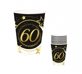 Pack de 6 Vasos 60 Años Cumpleaños y Aniversarios de 240 ml