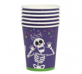 Pack de 6 Vasos Esqueleto Boo de papel