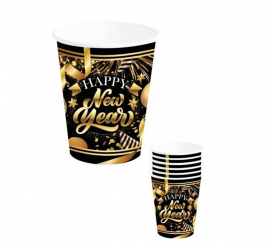 Packung mit 6 Gläsern „Happy New Year“, 240 ml und 9 cm