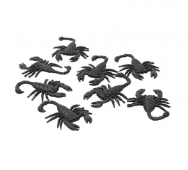 Pack of 8 black scorpions of 6 cm