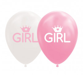 Pack of 8 Pink/White Baby Balloons of 30 cm