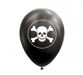 Packung mit 8 schwarzen Totenkopfballons 30 cm