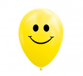 Pack de 8 Globos 'Smile' de Color Amarillo de 30 cm