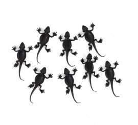 Pack of 8 decorative black lizards