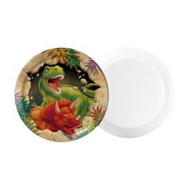 Pack of 8 Dinosaur Plates of 17.5 cm