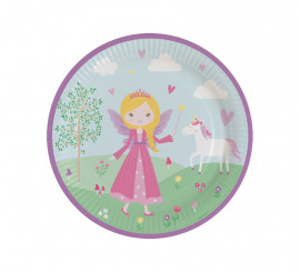 Pack of 8 Medieval Cardboard Princess Plates of 23 cm