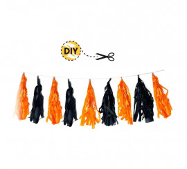 Pack de 9 Pompones naranja y negro DIY de 9 m