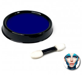 Dark blue water-based makeup pack with brush