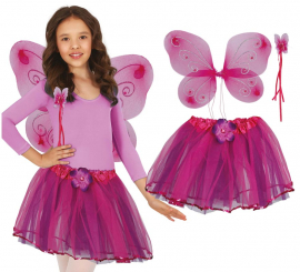 Pack Tutú, Alas y Lazo Mariposa rosa para niña