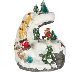 Landscape Santa Claus and Reindeer with Music and Light 19X16.5 cm