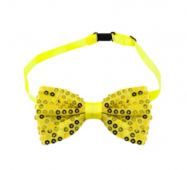 Fluorescent yellow sequin bow tie with hook