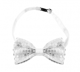 White sequin bow tie with hook