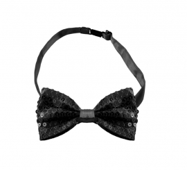 Black sequin bow tie with hook