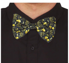 Happy New Year black and gold bow tie for adults