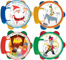 Medium Christmas Tambourine of 16.5 cm in assorted models