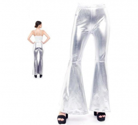 Silver Metallic Flare Pants for women