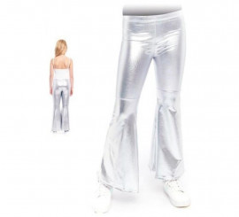 Silver Metallic Bell Bottom Pants for children