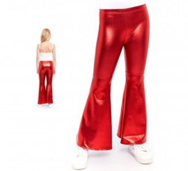 Red Metallic Flare Pants for children