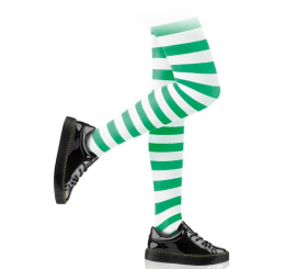 Children's white and green striped tights