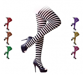 Collants às Riscas Preto Adulto em várias cores