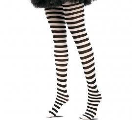 Adult black and white striped tights