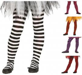 Striped tights in various colors for children from 7 to 12 years