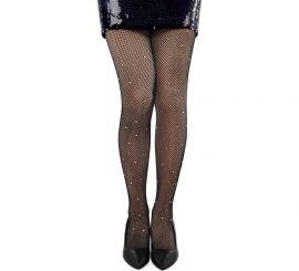 Black Fishnet Pantyhose with Gems