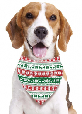 Flakes and Reindeer printed scarf for dogs measuring 69x35 cm