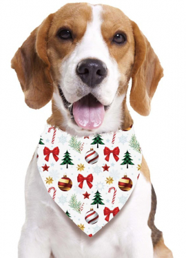 White printed Garlands scarf for dog 69x35 cm