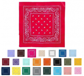 Lenço com padrão Paisley de 54x54 cm em várias cores