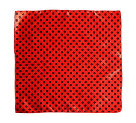 Sciarpa rossa con pois neri 50x50 cm