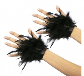 Pair of 14cm Black Feather Cuffs