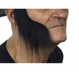 Wide sideburns with black hair