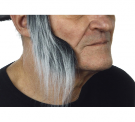 Wide sideburns with gray hair