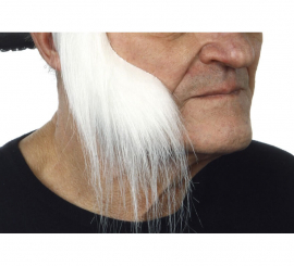 Wide sideburns with white hair