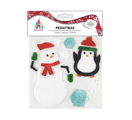 Weihnachtsgelaufkleber Puppen und Pinguin 20X20 cm