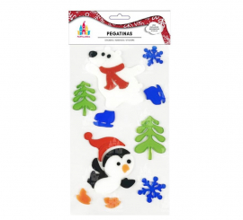 Christmas Gel Sticker Bear and Penguin 15X25 cm