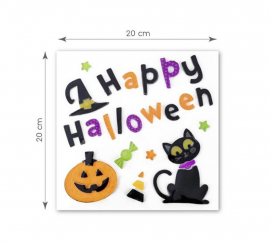 Happy Halloween Cat and Pumpkin Gel Sticker