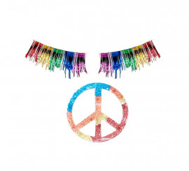 Multicolored Hippie Sticker and Eyelashes