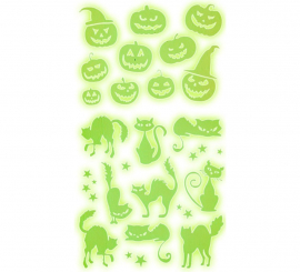 Adesivos fluorescentes de abóbora e gato 21x15 cm Adesivos fluorescentes de abóbora e gato 21x15 cm